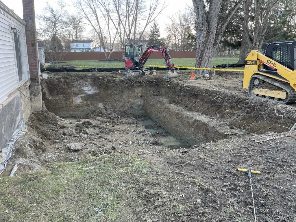 Excavation site for foundation work
