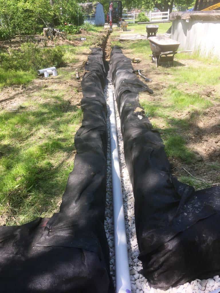 Drainage system installation in yard