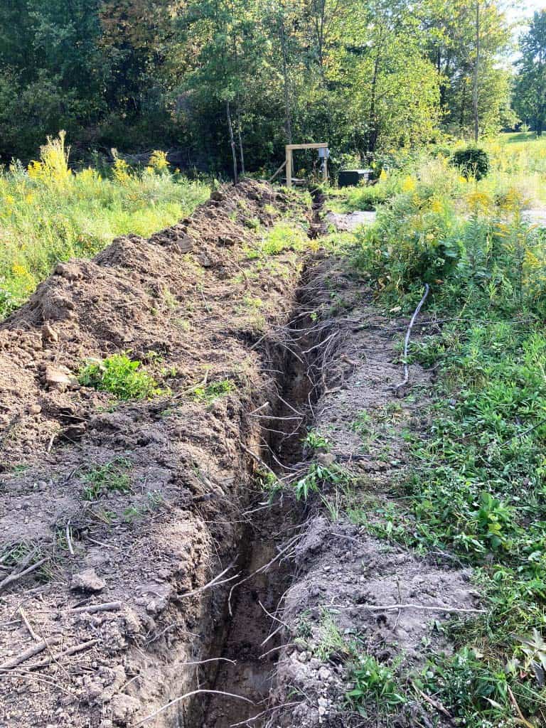 Long trench in grassy landscape